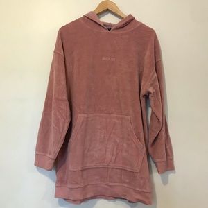 Blonde Pink Velour Hooded Sweatshirt